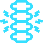 illustration of a spine with lightning bolts representing back pain